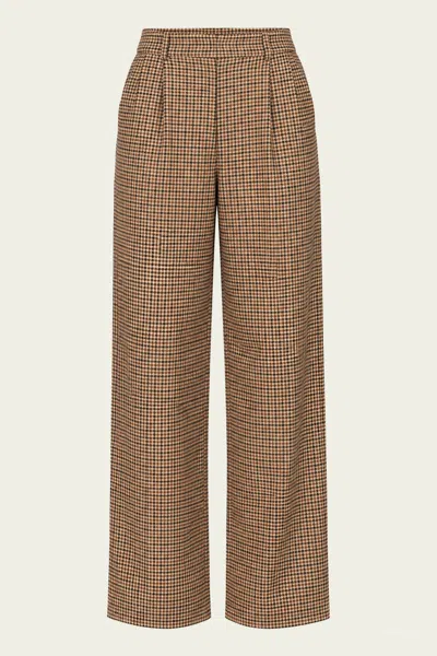 Sans Faff Check Trousers In Brown Plaid