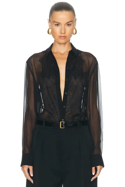 Sans Faff Chelsea Silk Lace Blouse In Black