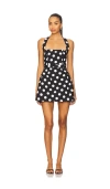 Sans Faff Antibes Polka Dot Poplin Midi Dress In Black