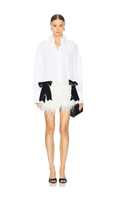 Sans Faff Costes Feather Dress In White