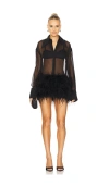 Sans Faff Costes Silk Feather Dress In 블랙