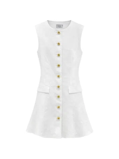 Sans Faff Eclat Buttoned Mini Dress In White