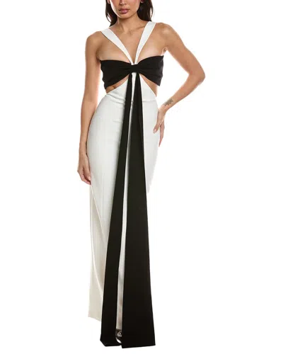 Sans Faff Elizabeth Bowed Evening Gown In Multi