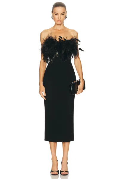 Sans Faff Feather Midi Dress In Black