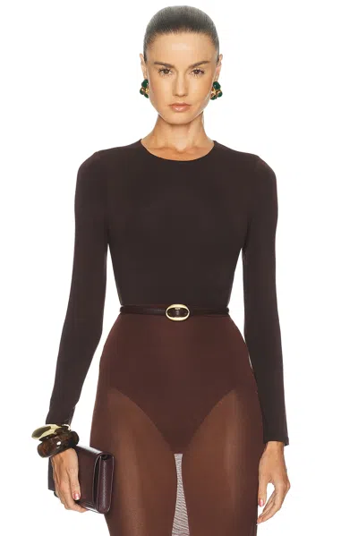 Sans Faff Hailey Bamboo Bodysuit In Espresso