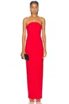 Sans Faff Half Moon Evening Dress In Red