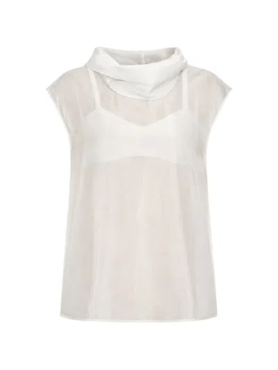 Sans Faff Halo Cowl-neck Blouse In White
