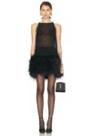 Sans Faff Kendall Feather Mini Dress In Black
