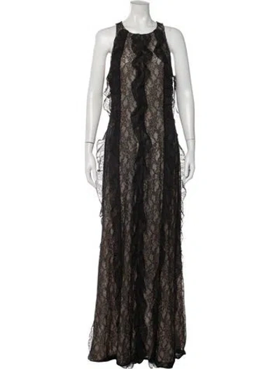 Pre-owned Sans Faff Lace Pattern Long Dress W/ Tags In Brown