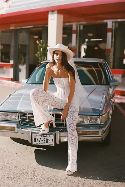 Sans Faff London Lace Flared Pants In White