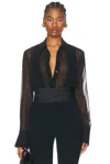 Sans Faff Meghan Panelled Silk Blouse In Black