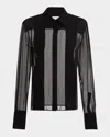 Sans Faff Meghan Panelled Silk Blouse In Black