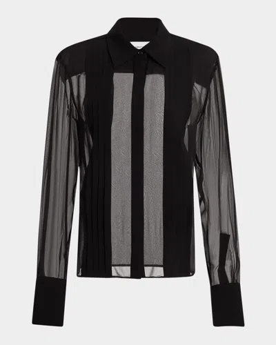 Sans Faff Meghan Panelled Silk Blouse In Black