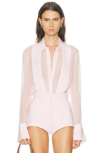 Sans Faff Meghan Panelled Silk Blouse In Pink