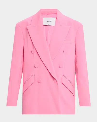 Sans Faff Meurice Double-breasted Crepe Blazer In Pink