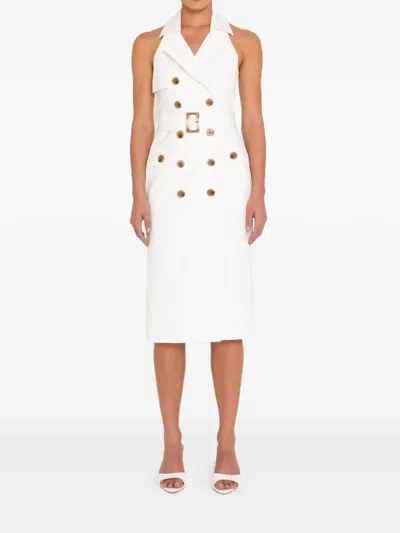 Sans Faff Milano Belted Midi Dress In White