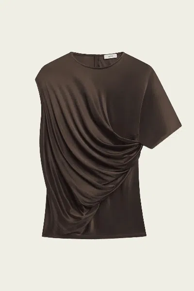 Sans Faff Milena Twist Tee In Bronze In Brown