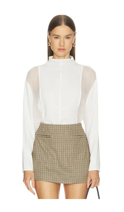 Sans Faff Mockneck Silkshirt In White