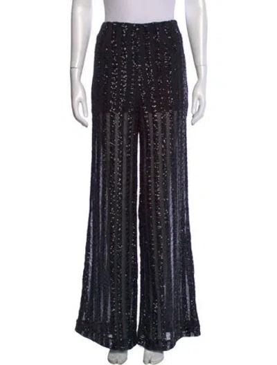 Pre-owned Sans Faff Patterned Wide Leg Pants In Black