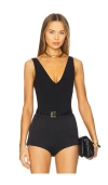 Sans Faff Plunge V Bodysuit In 黑色