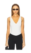 Sans Faff Plunge V Bodysuit In 白色