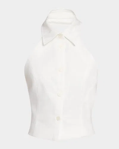 Sans Faff Positano Linen Halter Top In Multi