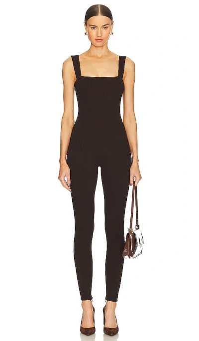 Sans Faff Sabrina Sleeveless Enviro Rib Catsuit In 棕色