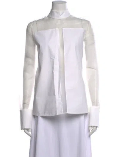 Pre-owned Sans Faff Silk Long Sleeve Top In White