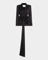 Sans Faff Sloan Satin Blazer With Detachable Bow In Black