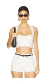 Sans Faff Sorrento Linen Halter Bralette In White