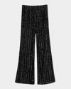 Sans Faff Stripe Sequined Wide Leg Trousers In Black