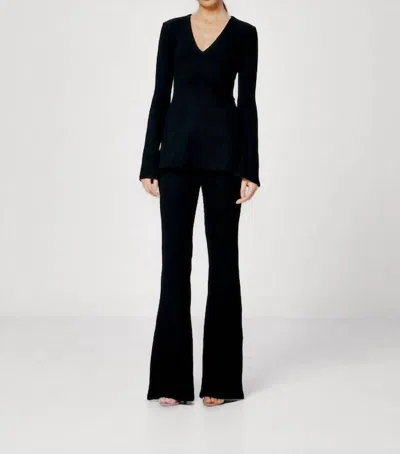 Sans Faff Sylvie Enviro Rib V-neck Top In Black