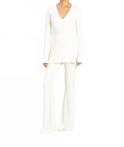 Sans Faff Sylvie Enviro Rib V-neck Top In White