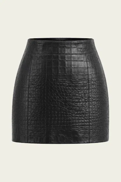 Sans Faff Verica Mini Skirt (recycled Leather) In Croc In Black