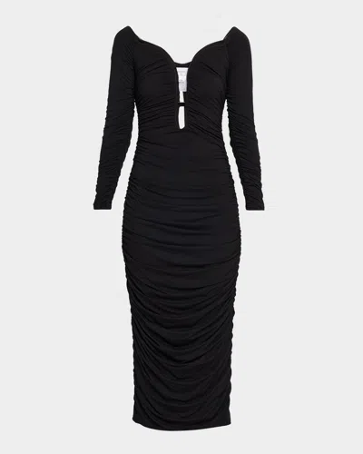 SANS FAFF WREN LONG-SLEEVE RUCHED MIDI DRESS