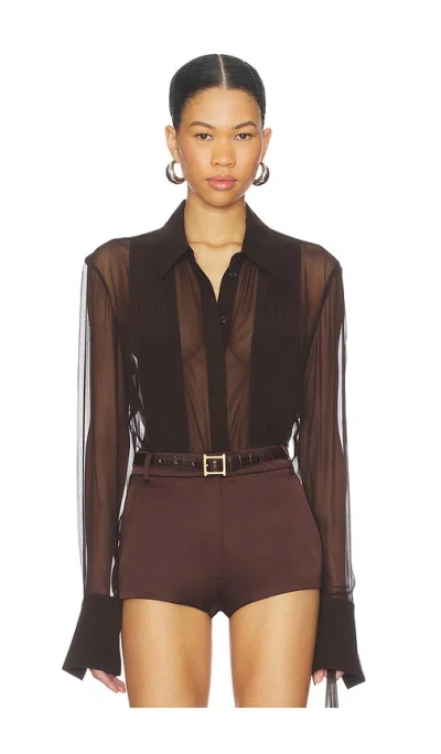 Sans Faff X Revolve X Revolve Meghan Panelled Silk Blouse In Brown