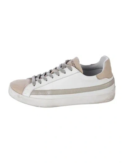 Pre-owned Sans Matin Leather Colorblock Pattern Sneakers In White