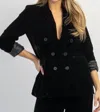 Sans Souci Elton Velvet Peak Lapel Blazer In Black In Black