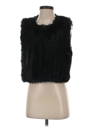 Pre-owned Sans Souci Faux Fur Vest In Black