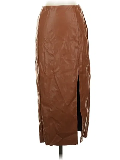 Pre-owned Sans Souci Faux Leather Skirt In Brown
