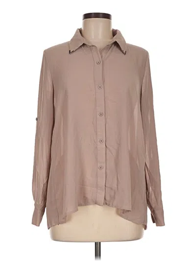 Pre-owned Sans Souci Long Sleeve Blouse In Tan