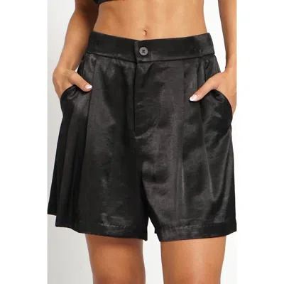 Sans Souci Pleated Satin Shorts In Black