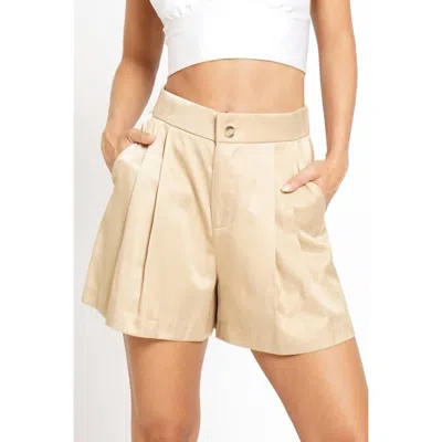 Sans Souci Pleated Satin Shorts In Tan In Multi