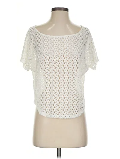 Pre-owned Sans Souci Short Sleeve Top Ivory Sweetheart Neckline Tops