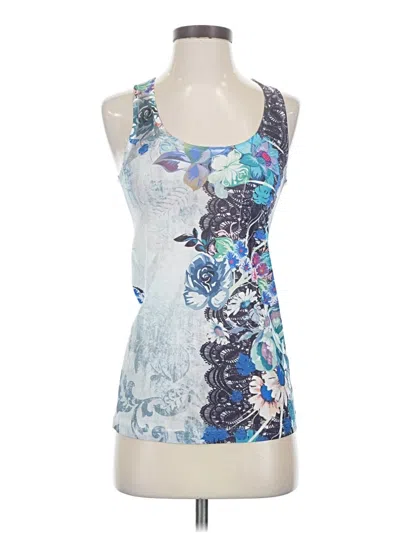 Pre-owned Sans Souci Sleeveless Top Blue Halter Neckline Tops