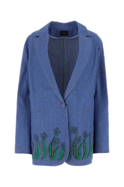 Santa Brand Denim Oversize Blazer In Blue