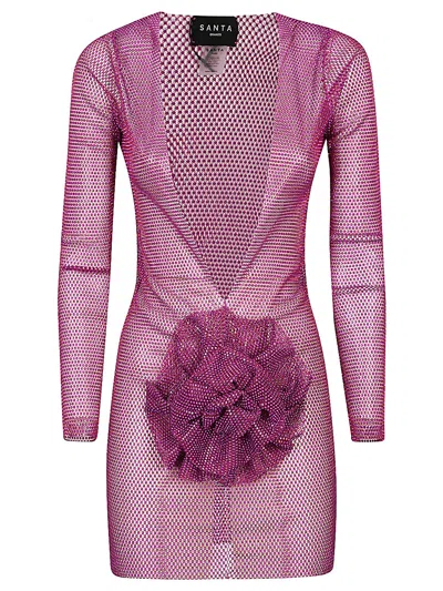 Santa Brand Flower Applique Mini Dress In Pink