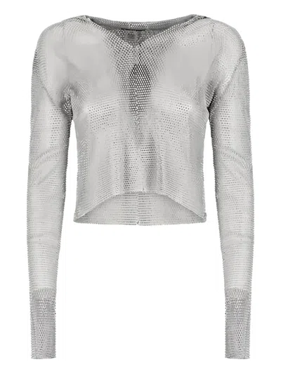 Santa Crystal-embellished Long-sleeve Top In White