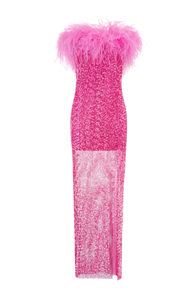 Santa Brands Dress W/feathers Pink/ Rose