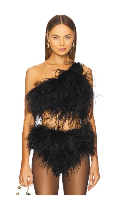 Santa Feather Top In Black